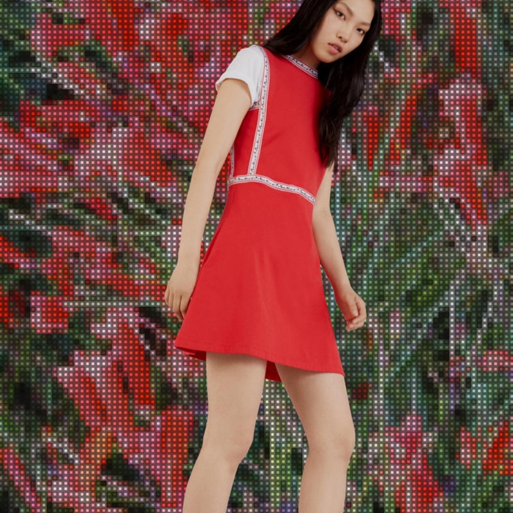 MAISON KITSUNE Flowers Striped Sleeveless Dress M
